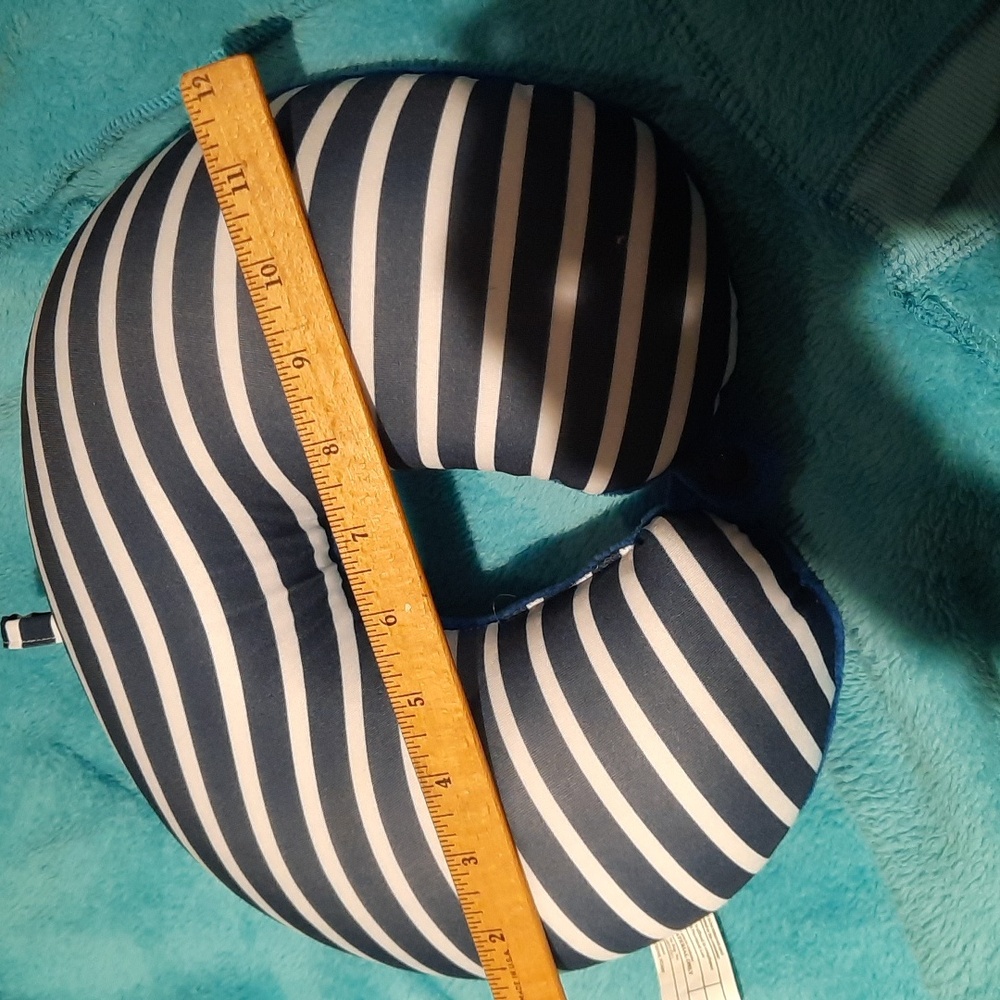 Kids Blue White Striped Travel Neck Pillow
